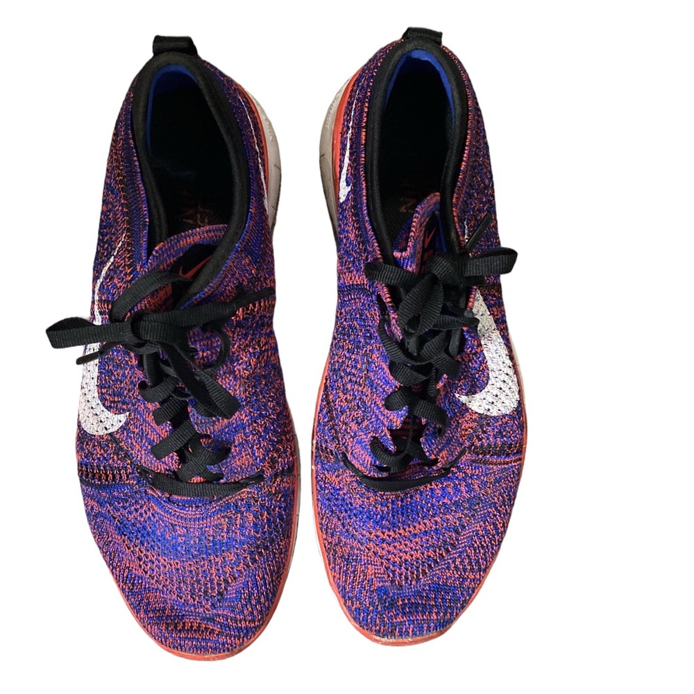 Nike Free 5.0 Flyknit Blue Orange Running Shoes - Women's Size 7.5
